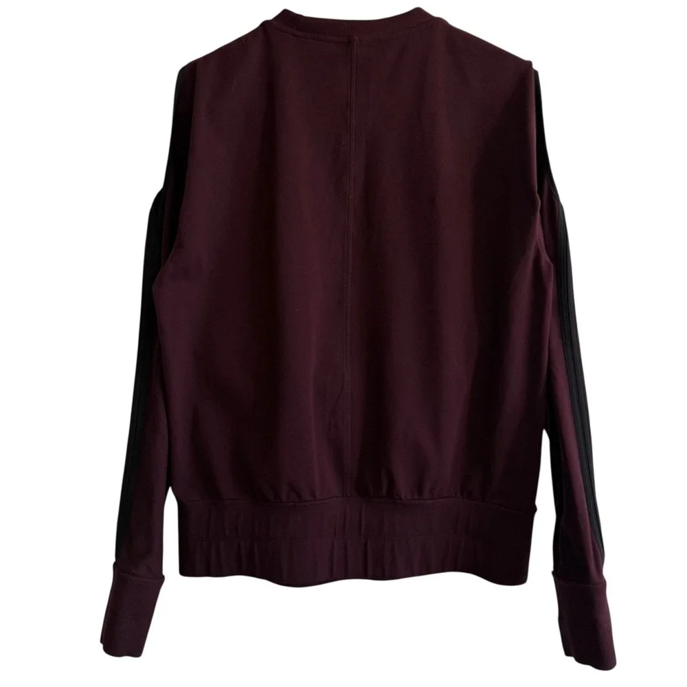 Lululemon Maroon Cold Shoulder Zip Pockets Pullover Scuba Sweatshirt Sz S/M #379